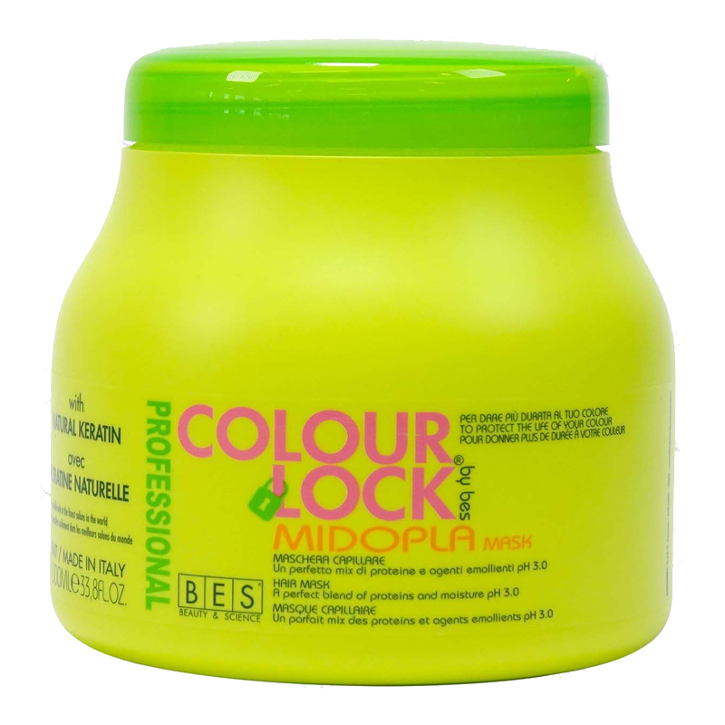 Hấp dầu Bes Colour Lock Midopla khóa màu nhuộm 1000ml (ITALY) - Hũ